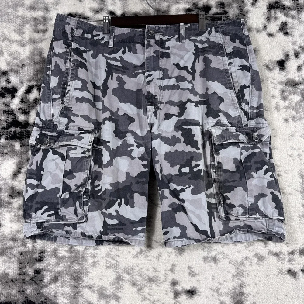 Levis Cargo Shorts‎ Mens 36 Black White Camo Skater Punk Y2K Rocker Street